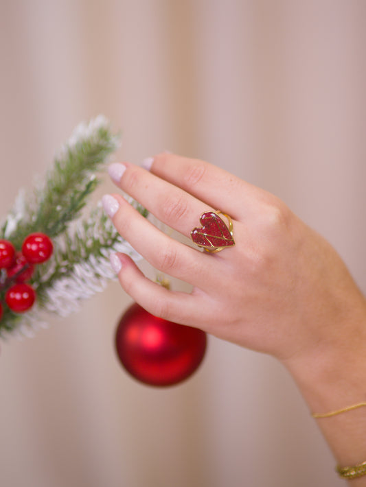 Anel Coração Geo Bordeaux