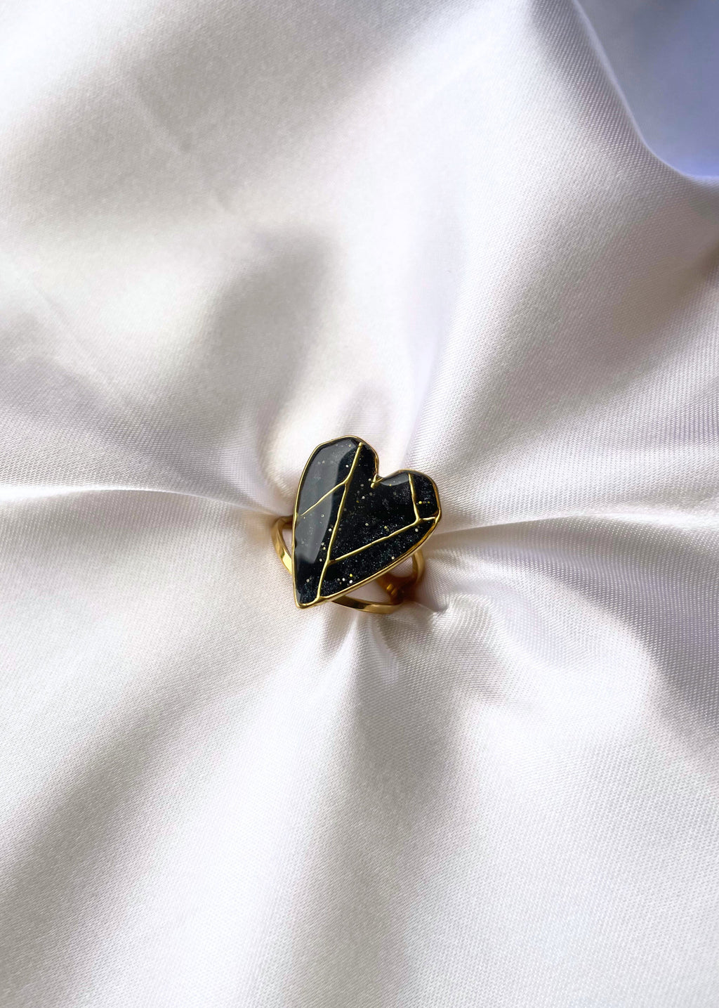 Anel Coração Geo Preto