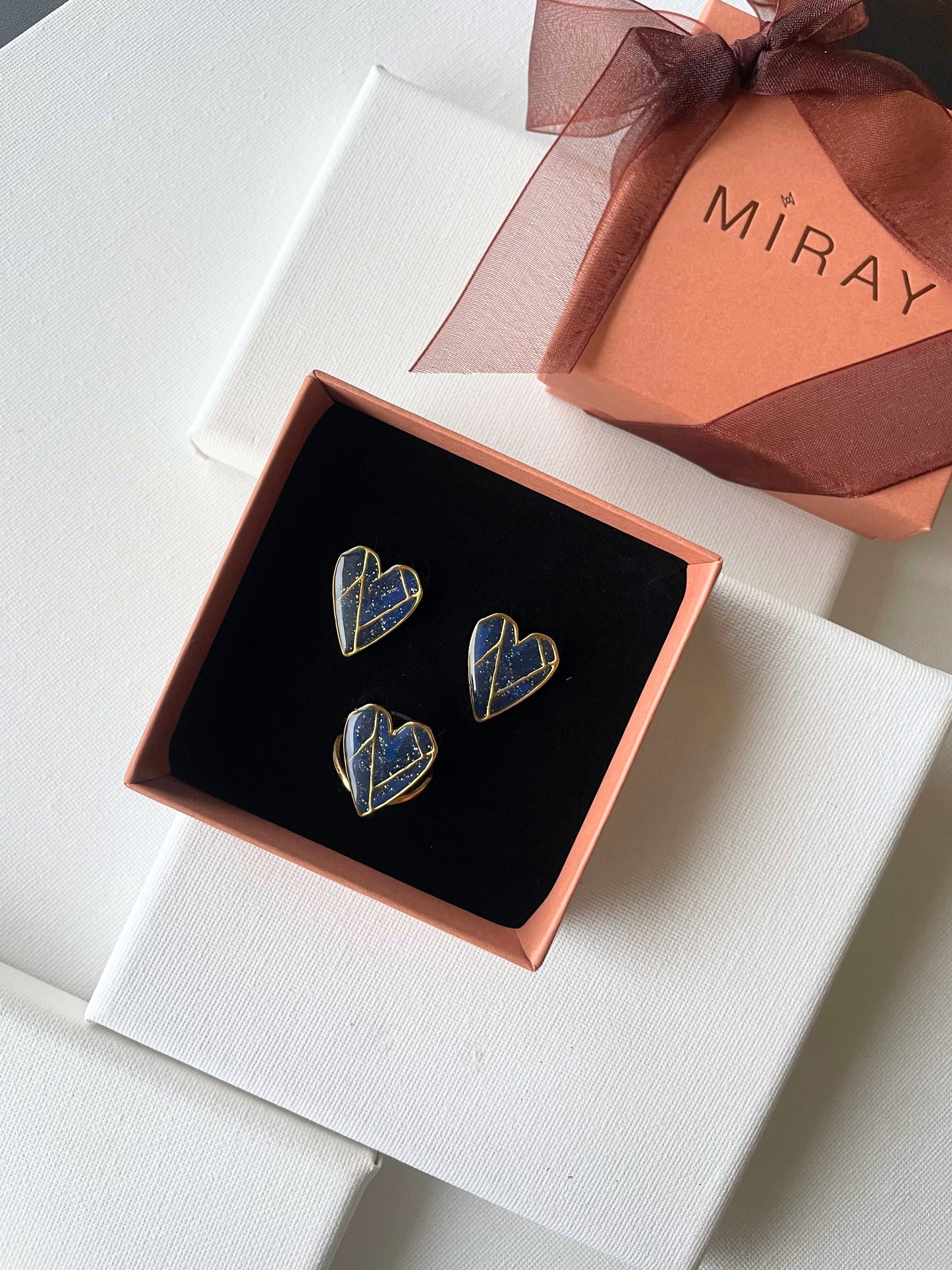 Conjunto Coração Geo Azul