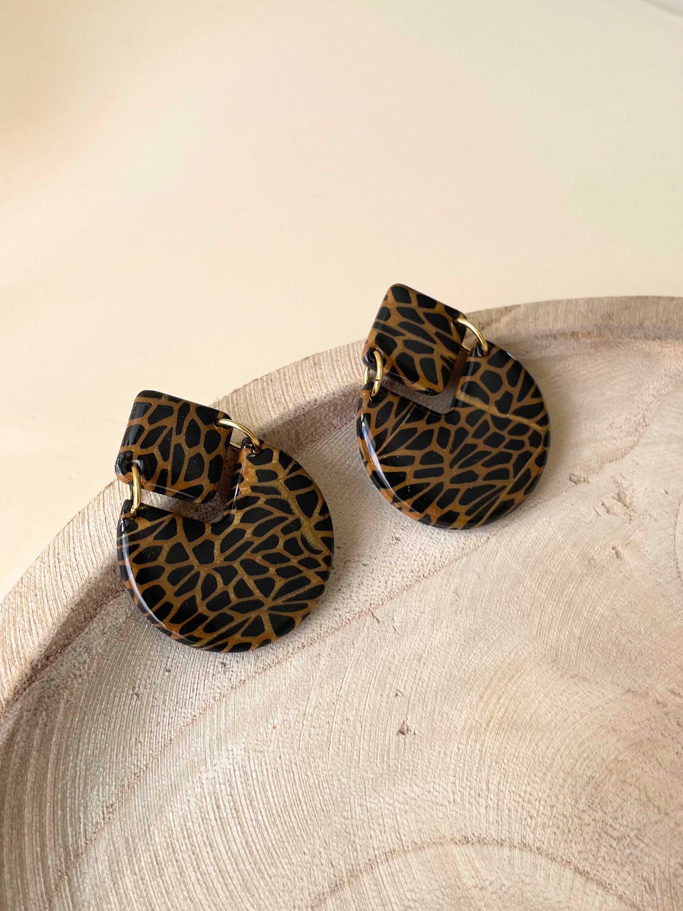 Brincos Porto Preto & Dourado