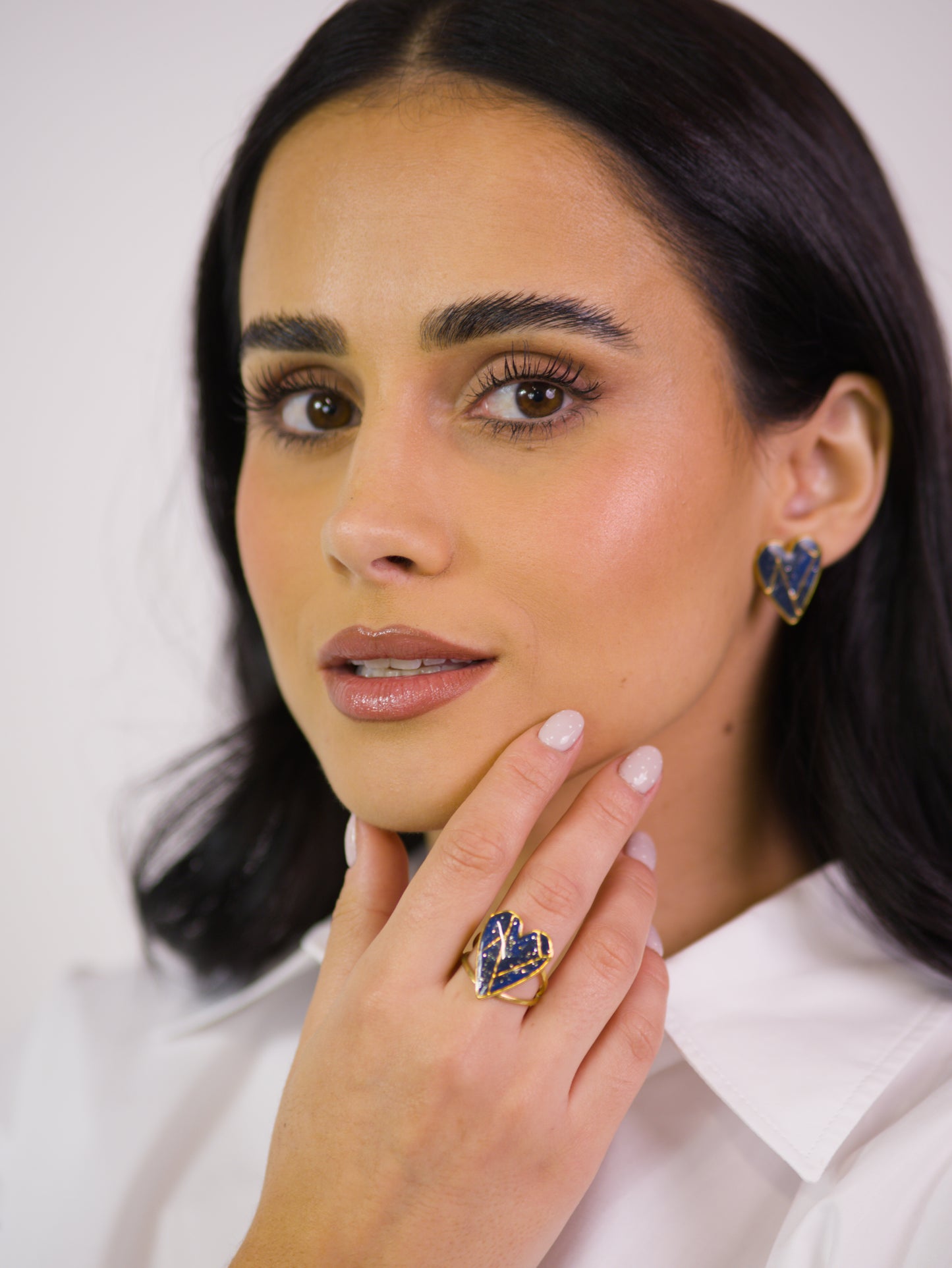 Conjunto Coração Geo Azul